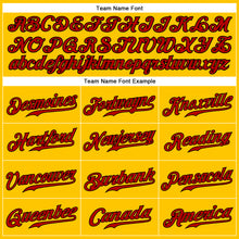 Load image into Gallery viewer, Custom Gold Red-Black Authentic Sleeveless Baseball Jersey
