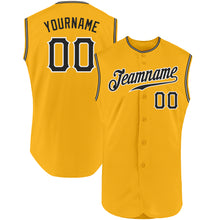 Load image into Gallery viewer, Custom Gold Black-White Authentic Sleeveless Baseball Jersey
