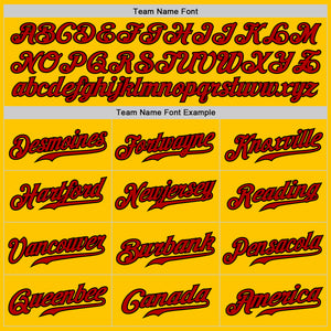 Custom Yellow Black Pinstripe Red-Black Authentic Baseball Jersey