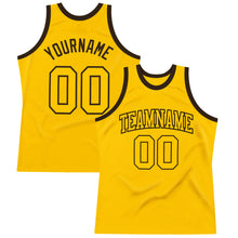 Load image into Gallery viewer, Custom Gold Gold-Brown Authentic Throwback Basketball Jersey
