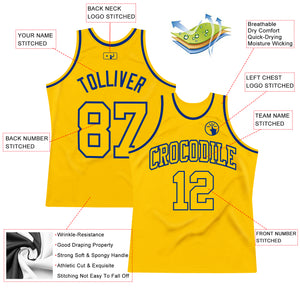 Custom Gold Gold-Royal Authentic Throwback Basketball Jersey