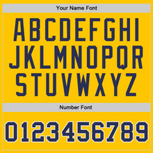 Load image into Gallery viewer, Custom Gold Navy-White Authentic Throwback Basketball Jersey
