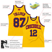 Load image into Gallery viewer, Custom Gold Navy-Red Authentic Throwback Basketball Jersey
