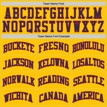 Load image into Gallery viewer, Custom Gold Navy-Red Authentic Throwback Basketball Jersey
