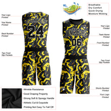 Load image into Gallery viewer, Custom Gold Black-White Round Neck Sublimation Basketball Suit Jersey
