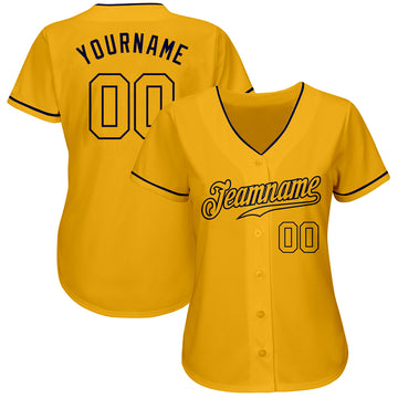 Custom Gold Gold-Navy Authentic Baseball Jersey