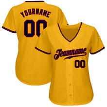 Load image into Gallery viewer, Custom Gold Navy-Red Authentic Baseball Jersey
