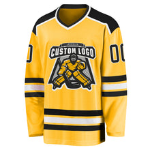 Load image into Gallery viewer, Custom Gold Black-White Hockey Jersey
