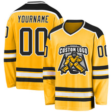 Load image into Gallery viewer, Custom Gold Black-White Hockey Jersey
