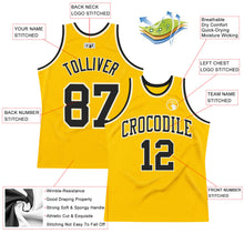 Load image into Gallery viewer, Custom Gold Black-Cream Authentic Throwback Basketball Jersey
