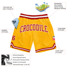 Load image into Gallery viewer, Custom Gold Red-White Authentic Throwback Basketball Shorts
