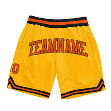 Load image into Gallery viewer, Custom Gold Orange-Black Authentic Throwback Basketball Shorts
