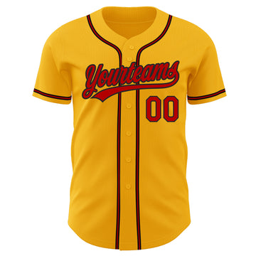 Custom Gold Red-Black Authentic Baseball Jersey