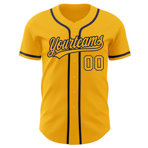 Custom Gold Gold-Navy Authentic Baseball Jersey