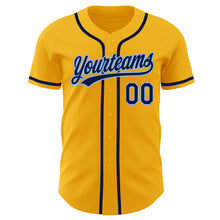 Load image into Gallery viewer, Custom Gold Navy-Light Blue Authentic Baseball Jersey
