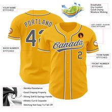 Load image into Gallery viewer, Custom Gold Steel Gray-White Authentic Baseball Jersey
