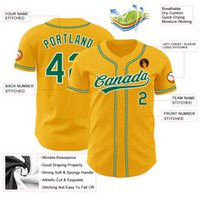 Load image into Gallery viewer, Custom Gold Kelly Green-White Authentic Baseball Jersey
