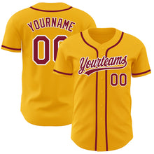 Load image into Gallery viewer, Custom Gold Crimson-White Authentic Baseball Jersey
