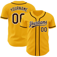 Load image into Gallery viewer, Custom Gold Brown-White Authentic Baseball Jersey
