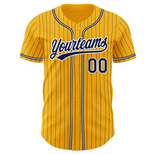 Load image into Gallery viewer, Custom Gold Navy Pinstripe Navy-White Authentic Baseball Jersey
