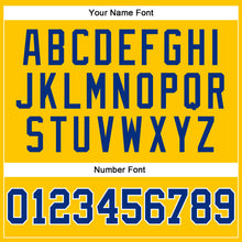 Load image into Gallery viewer, Custom Gold White Pinstripe Royal Authentic Basketball Jersey
