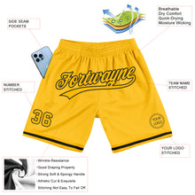 Load image into Gallery viewer, Custom Gold Black Authentic Throwback Basketball Shorts

