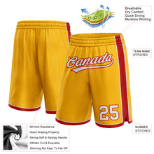 Load image into Gallery viewer, Custom Gold White-Red Authentic Basketball Shorts
