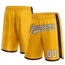 Load image into Gallery viewer, Custom Gold White-Brown Authentic Basketball Shorts
