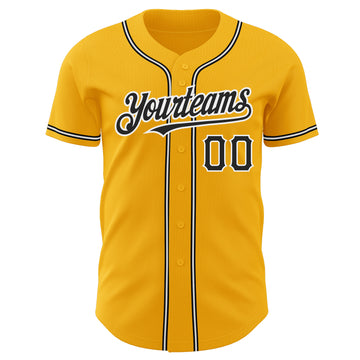 Custom Gold Black-White Authentic Baseball Jersey
