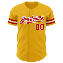 Load image into Gallery viewer, Custom Gold Red-White Authentic Baseball Jersey
