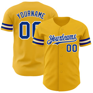 Custom Gold Royal-White Authentic Baseball Jersey