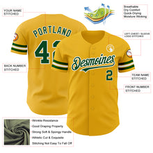 Load image into Gallery viewer, Custom Gold Green-White Authentic Baseball Jersey
