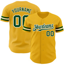 Load image into Gallery viewer, Custom Gold Green-White Authentic Baseball Jersey
