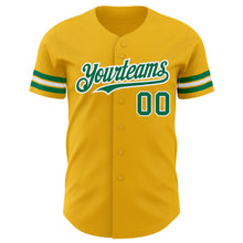 Load image into Gallery viewer, Custom Gold Kelly Green-White Authentic Baseball Jersey
