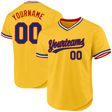 Load image into Gallery viewer, Custom Gold Royal-Red Authentic Throwback Baseball Jersey
