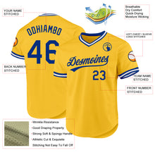 Load image into Gallery viewer, Custom Gold Royal-White Authentic Throwback Baseball Jersey
