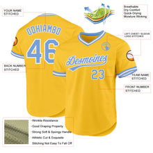 Load image into Gallery viewer, Custom Gold Light Blue-White Authentic Throwback Baseball Jersey
