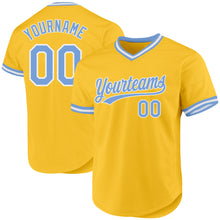 Load image into Gallery viewer, Custom Gold Light Blue-White Authentic Throwback Baseball Jersey
