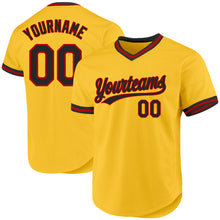 Load image into Gallery viewer, Custom Gold Black-Red Authentic Throwback Baseball Jersey
