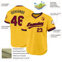 Load image into Gallery viewer, Custom Gold Maroon-Black Authentic Throwback Baseball Jersey
