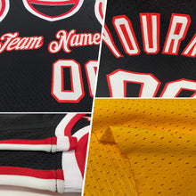 Load image into Gallery viewer, Custom Gold Black-White Authentic Throwback Basketball Jersey
