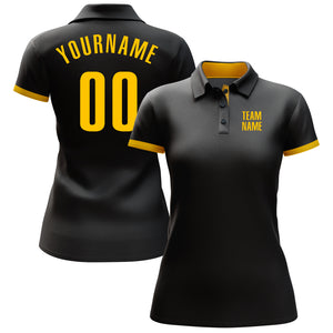 Custom Black Yellow Performance Golf Polo Shirt