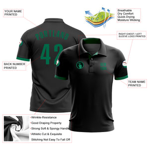Custom Black Kelly Green Performance Golf Polo Shirt