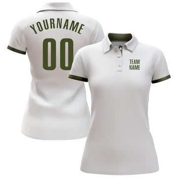 Custom White Olive Performance Golf Polo Shirt