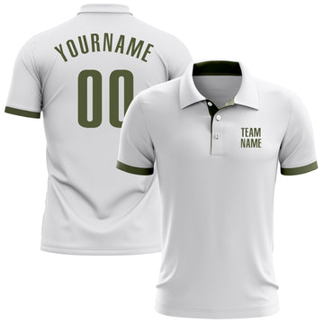 Custom White Olive Performance Golf Polo Shirt