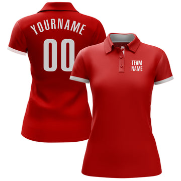 Custom Red White Performance Golf Polo Shirt