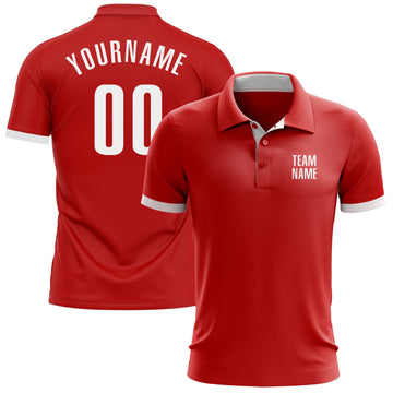 Custom Red White Performance Golf Polo Shirt