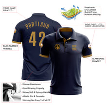 Load image into Gallery viewer, Custom Navy Old Gold Performance Golf Polo Shirt
