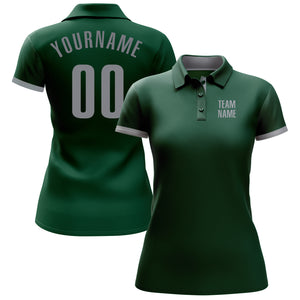 Custom Green Gray Performance Golf Polo Shirt