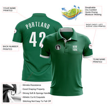 Load image into Gallery viewer, Custom Kelly Green White Performance Golf Polo Shirt

